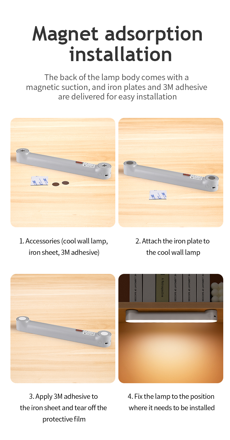 factory direct sale emergency led tube light magnetic rechargeable touch light for home reading use