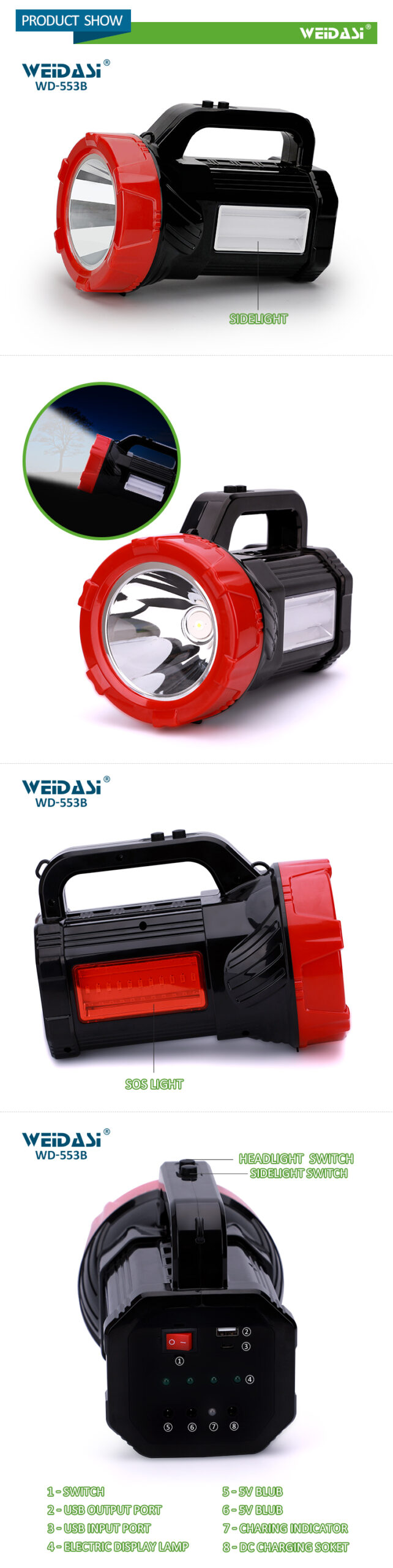 outdoor spotlight search light handheld high power led searchlight