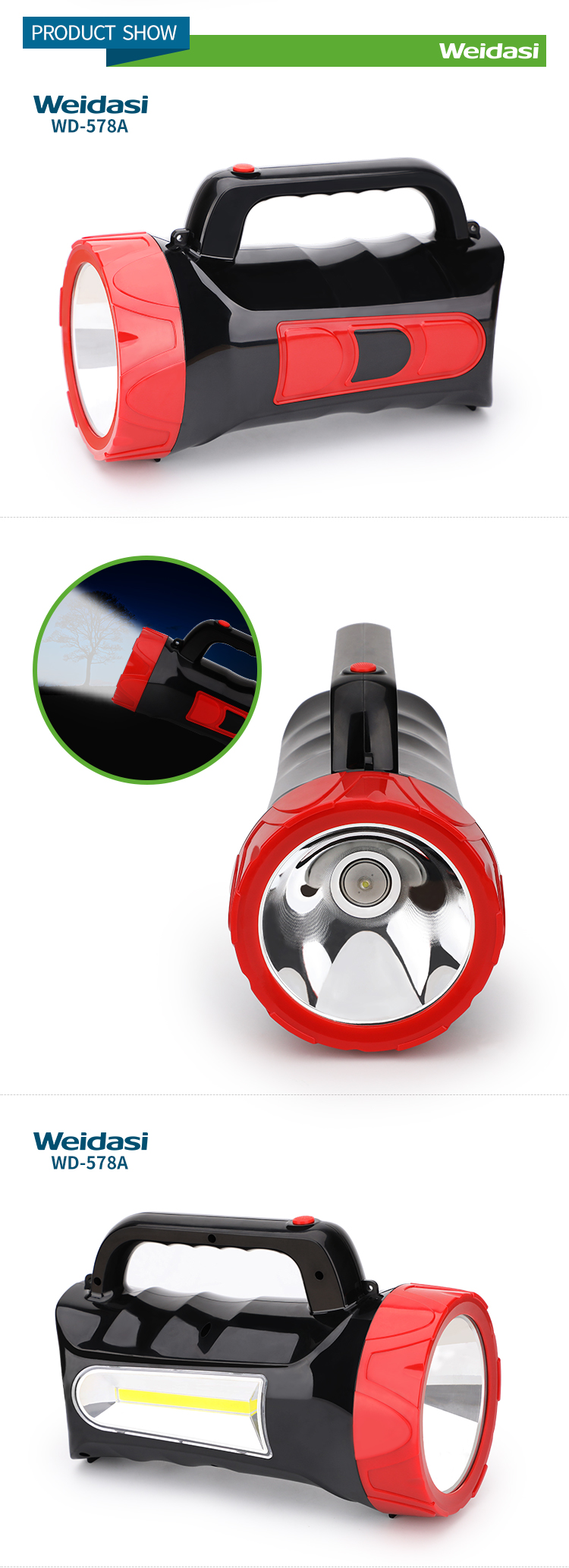 outdoor portable emergency light searchlight led rechargeable battery searchlight
