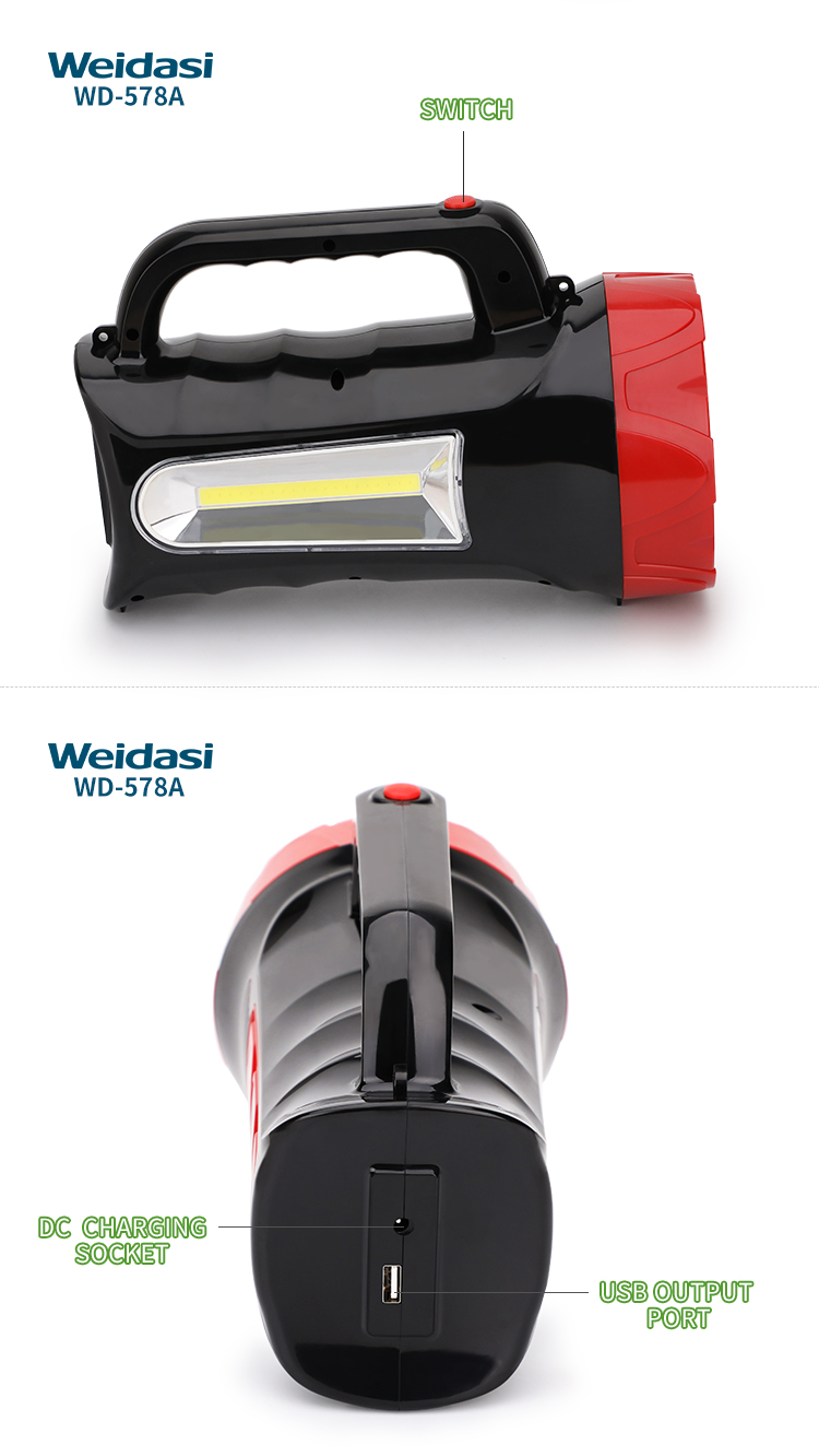 outdoor portable emergency light searchlight led rechargeable battery searchlight