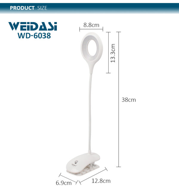 터치 스위치 책상 독서 램프가있는 미끄럼 방지 디자인 USB 인포트 LED 조명 독서 클램프 램프