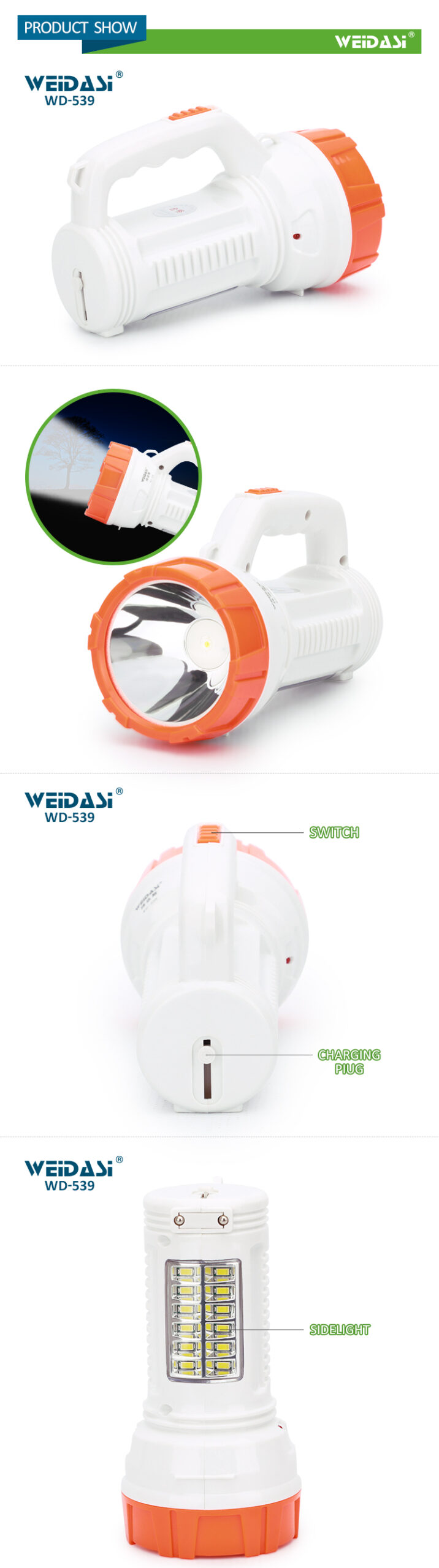 outdoor use worker searchlight lumens flashlight led search light with best price