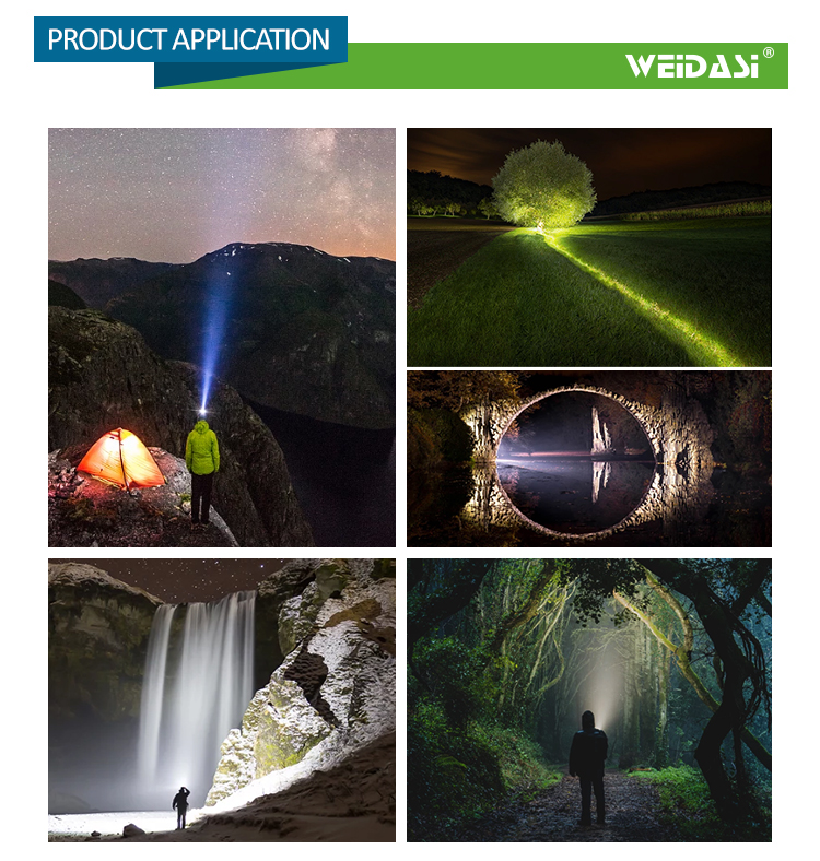 weidasi household rechargeable led searchlight hand solar torch with side light