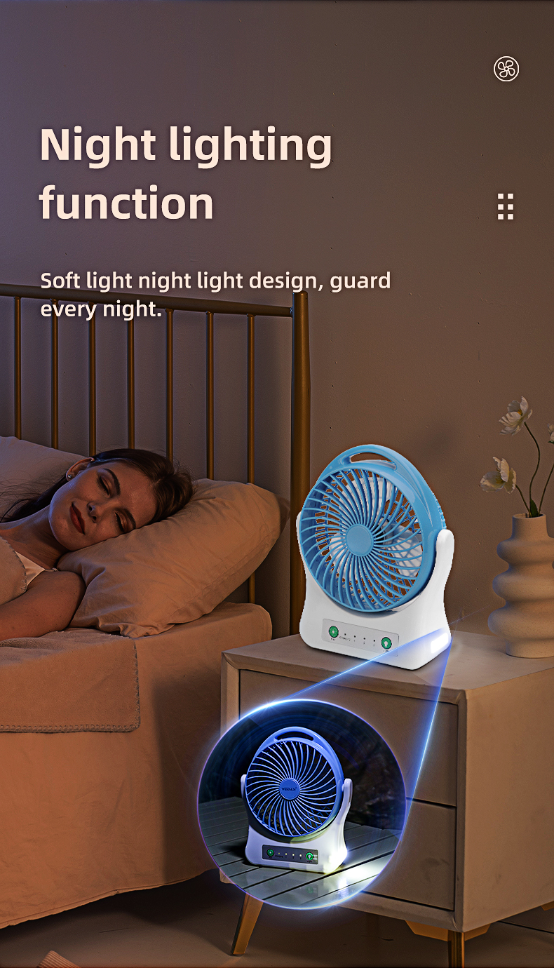 factory price electric 3 speed control usb table fan portable mini hand rechargeable fan with light