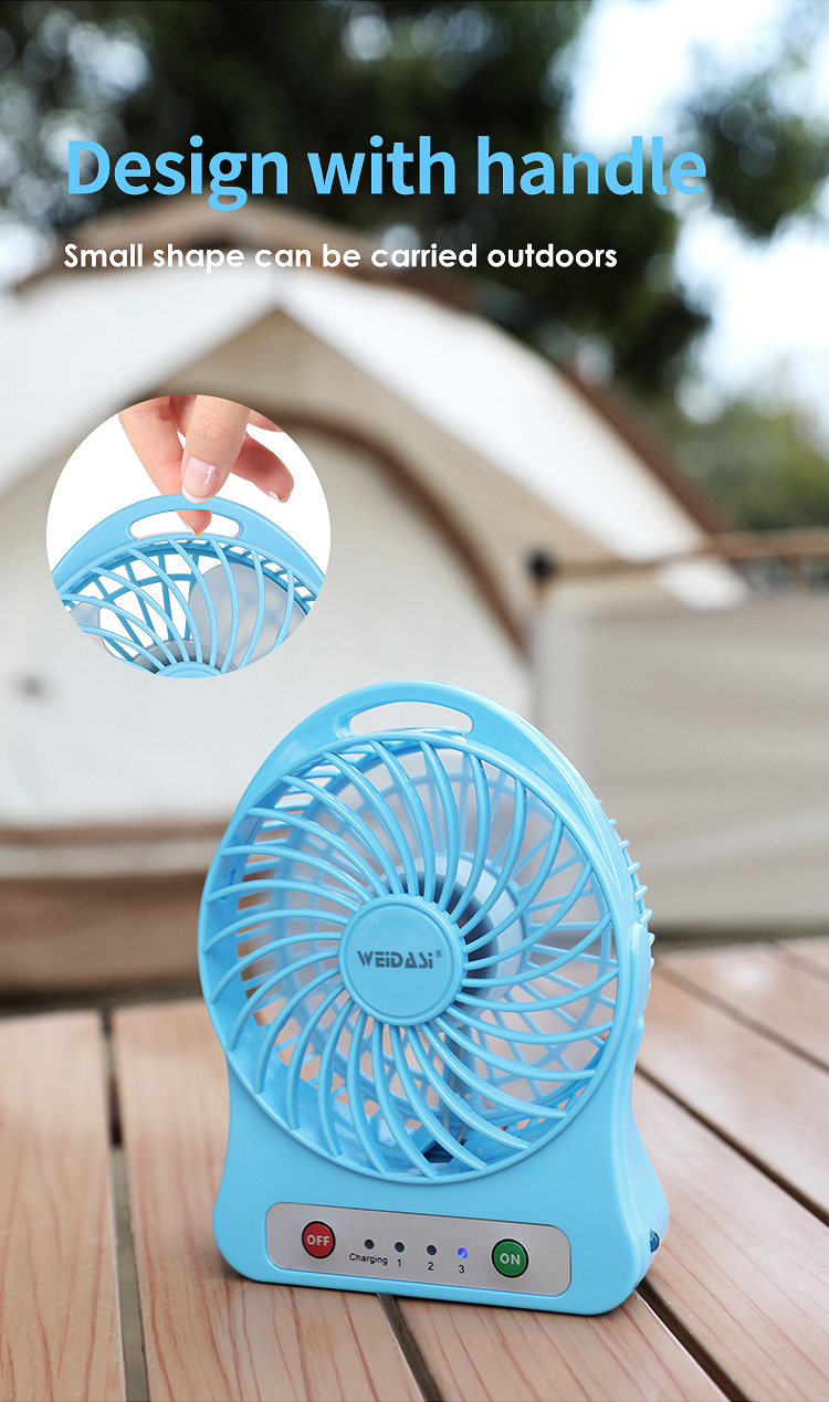 3 way speed electric mini hand standing fan rechargeable with usb desk fan for home office