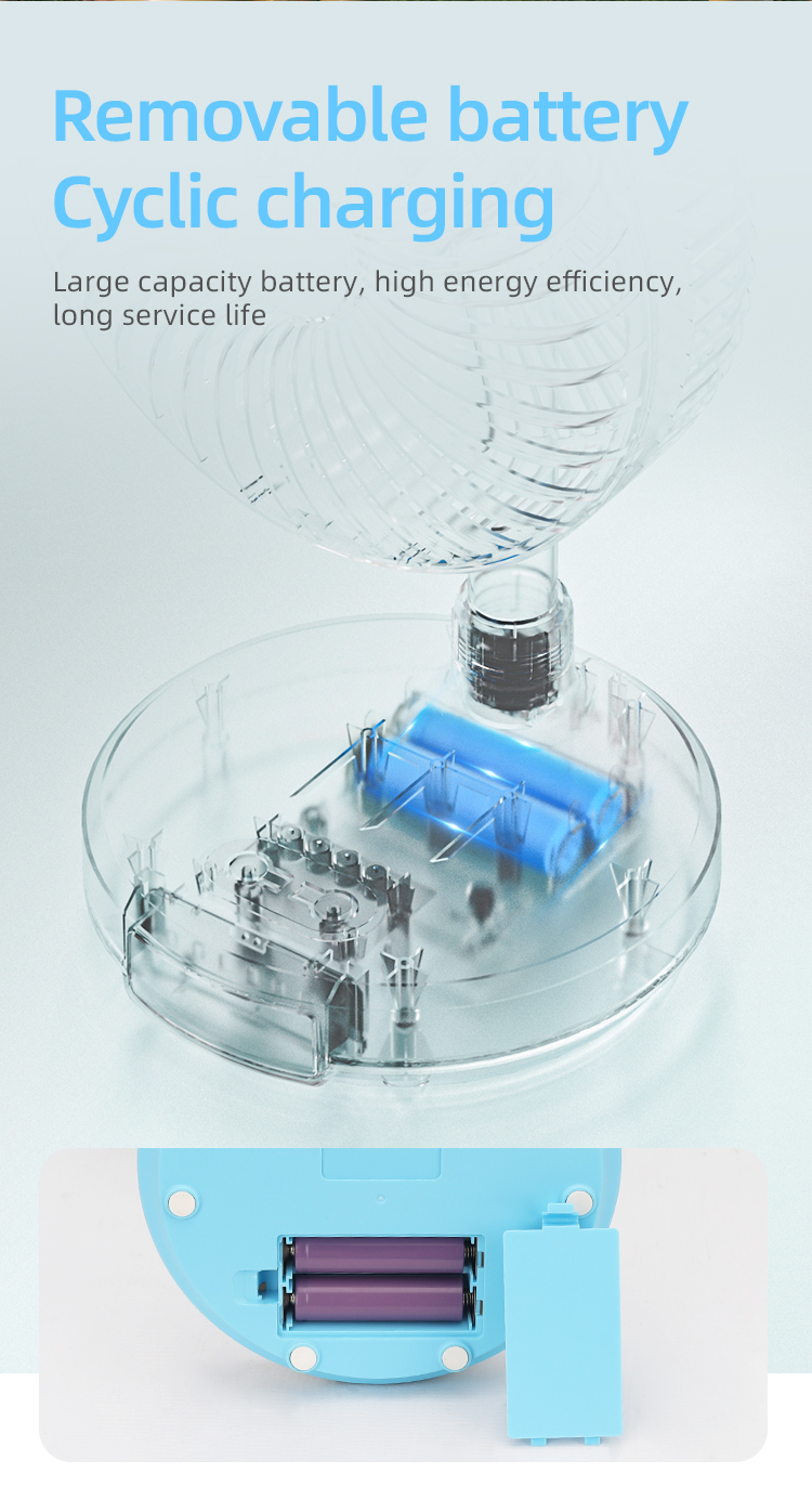 3 gears wind usb output port battery rechargeable table fan with light stand electric fan