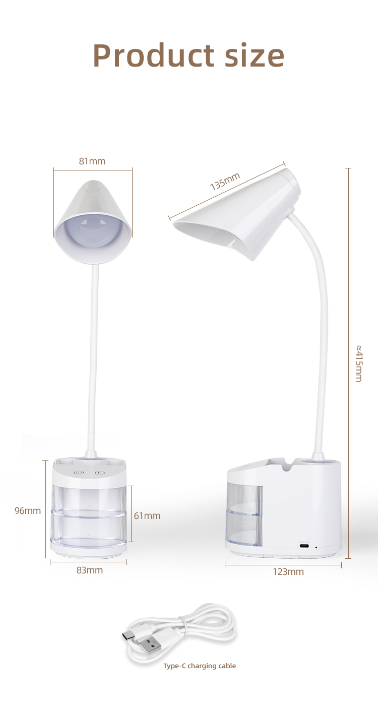 factory oem led table lamp portable usb rechargeable study desk lamp for bedside reading room