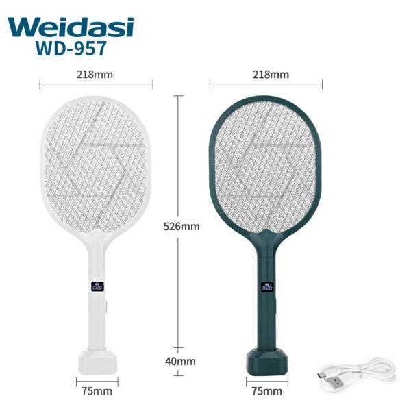 new design 3 in 1 rechargeable mosquito swatter with digital meter mosquito lamp