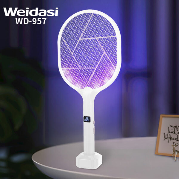 new design 3 in 1 rechargeable mosquito swatter with digital meter mosquito lamp