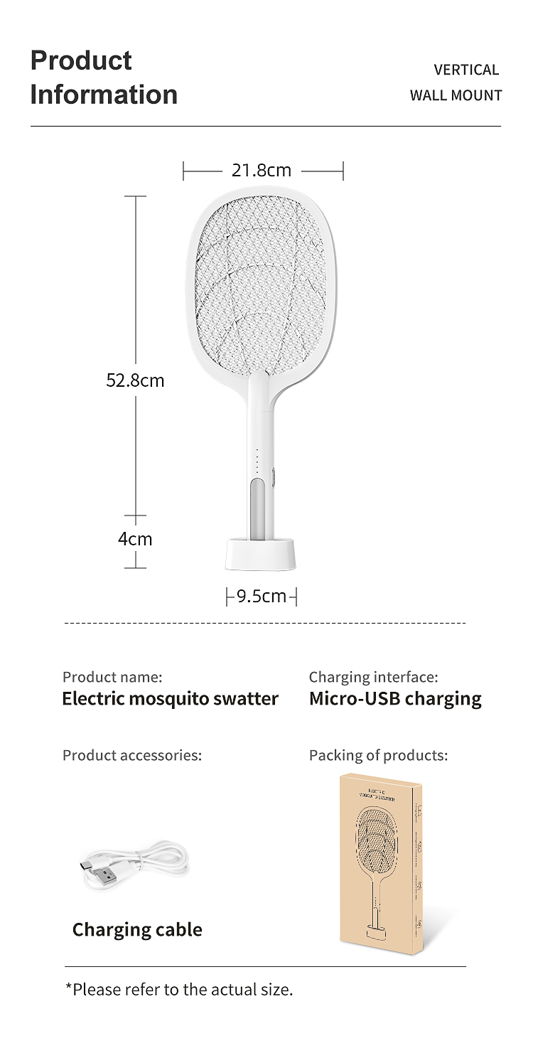electric fly swatter led light rechargeable fly mosquito racket killer lamp