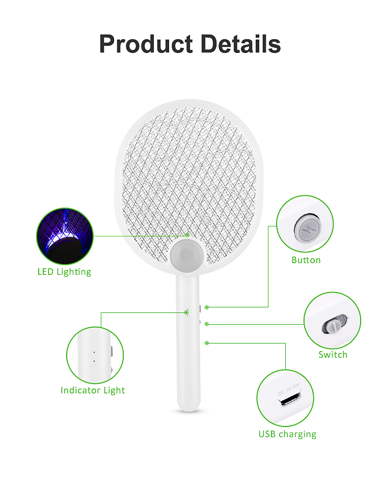electric mosquito killer rechargeable battery with usb cable mosquito swatter new style fly swatter indoor (复制)