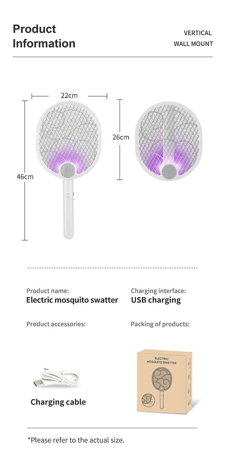 electric mosquito killer rechargeable battery with usb cable mosquito swatter new style fly swatter indoor (复制)