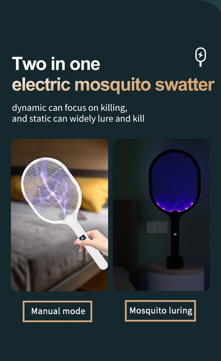 new design 3 in 1 rechargeable mosquito swatter with digital meter mosquito lamp