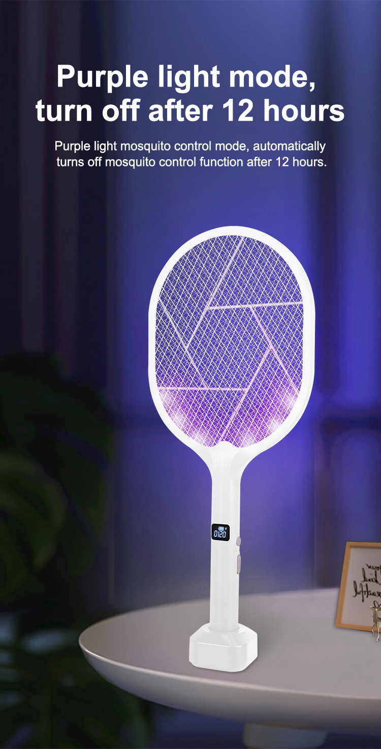 new design 3 in 1 rechargeable mosquito swatter with digital meter mosquito lamp