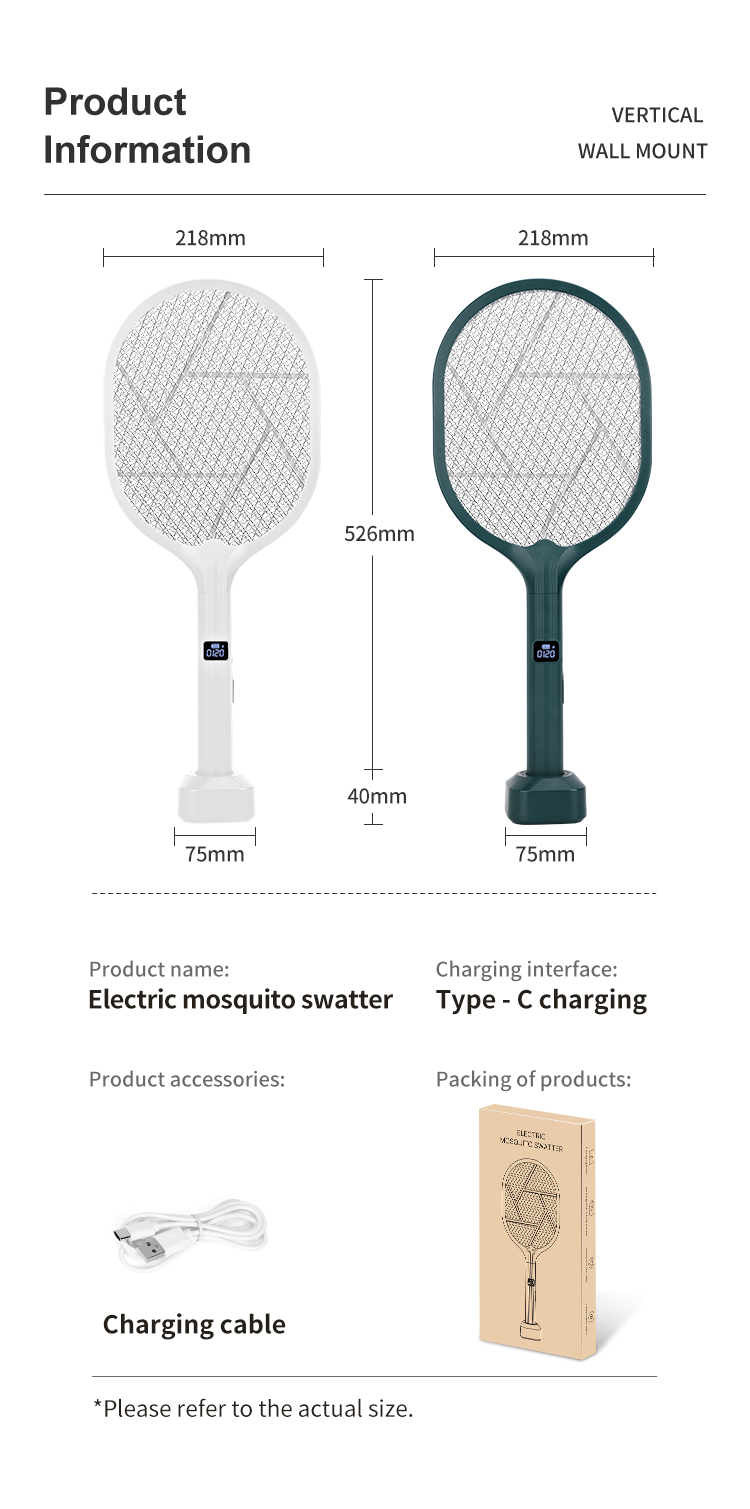 new design 3 in 1 rechargeable mosquito swatter with digital meter mosquito lamp