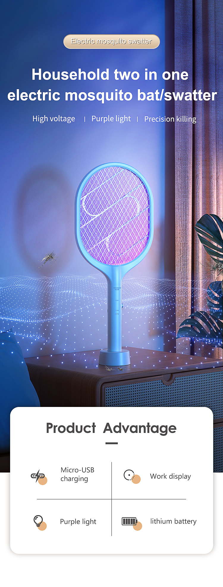 electric fly killer mosquito killer lamp usb mosquito machine electric fly swatter racket